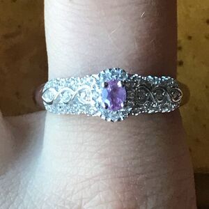 Natural Purple Sapphire Sterling Silver Ring Size 9
